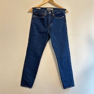 Levi's Premium Wedgie Straight High Rise Jeans Dark Indigo Blue Size 27